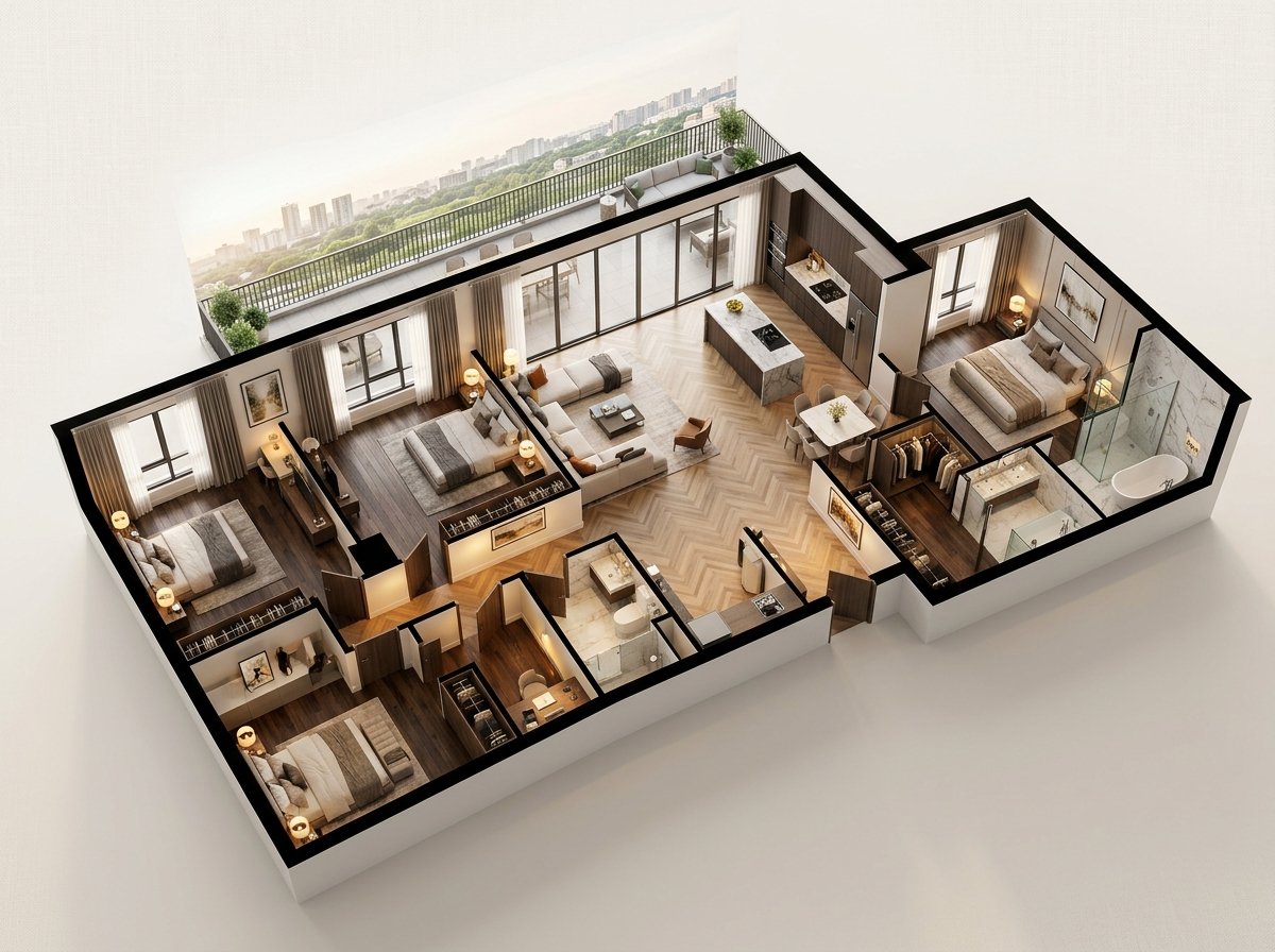 Type B - 4BHK Grand Villa Architectural Cutaway