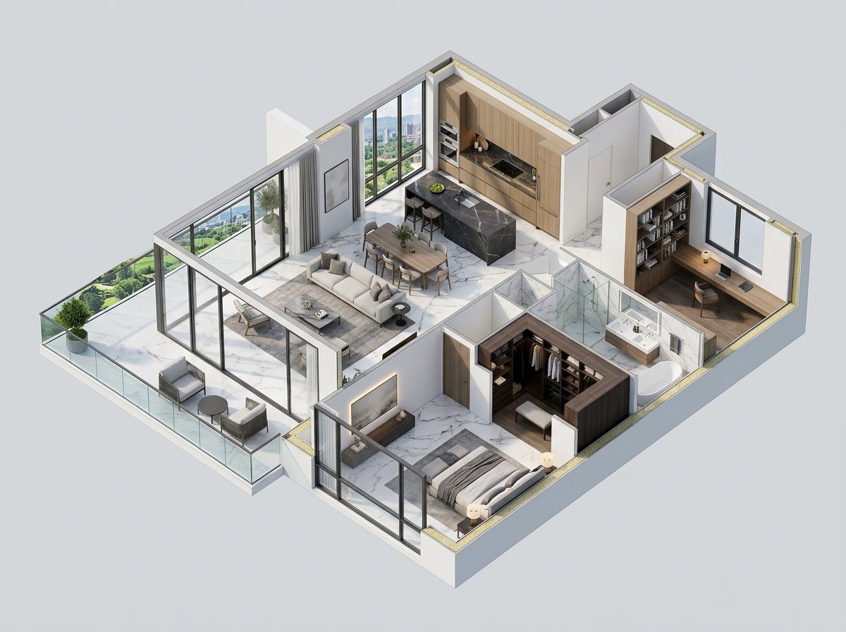 Type C - Penthouse Sky Suite Architectural Cutaway
